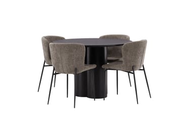 Olivia Matgrupp 110 cm Rund med 4 Modesto Stolar - Beige - Products - Möbler - Bord & matgrupp - Matgrupp