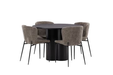 Olivia Matgrupp 110 cm Rund med 4 Modesto Stolar - Beige - Products - Möbler - Bord & matgrupp - Matgrupp