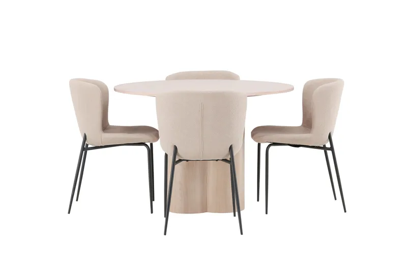 Olivia Matgrupp 110 cm Rund med 4 Modesto stolar - Whitewash - Products - Möbler - Bord & matgrupp - Matgrupp