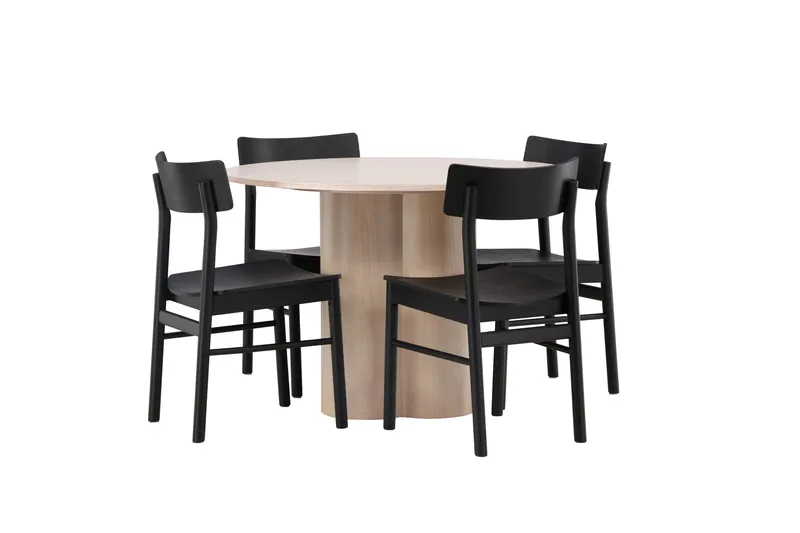 Olivia Matgrupp 110 cm Rund med 4 Montros stolar - Whitewash - Products - Möbler - Bord & matgrupp - Matgrupp