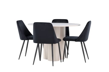 Olivia Matgrupp 110 cm Rund med 4 Night stolar - Beige/Svart - Products - Möbler - Bord & matgrupp - Matgrupp