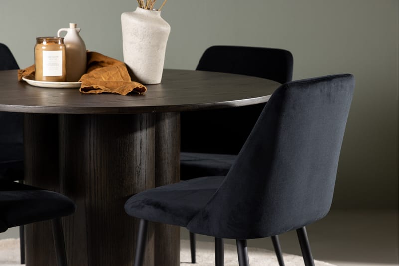 Olivia Matgrupp 110 cm Rund med 4 Night stolar - Svart - Products - Möbler - Bord & matgrupp - Matgrupp