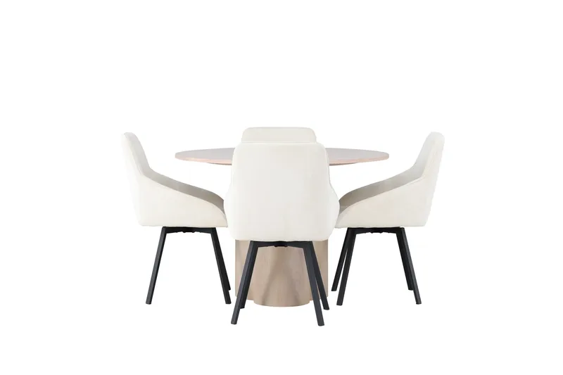 Olivia Matgrupp 110 cm Rund med 4 Rosie stolar, Beige