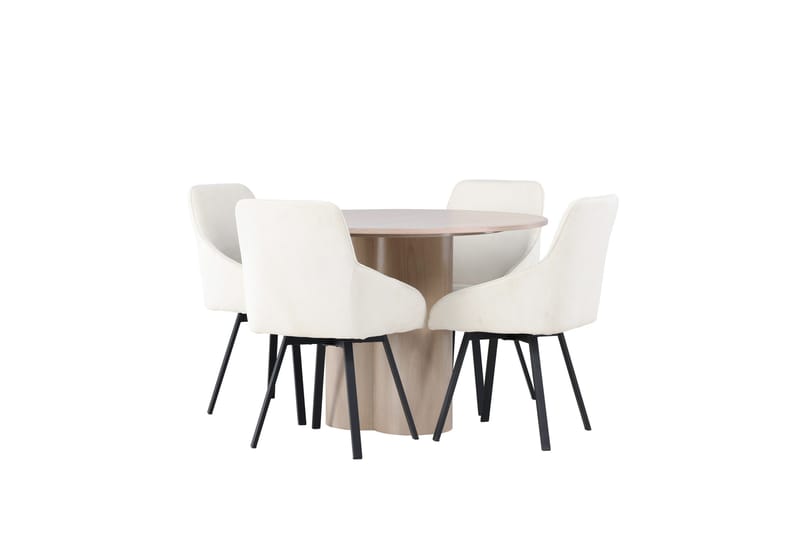 Olivia Matgrupp 110 cm Rund med 4 Rosie stolar - Beige - Products - Möbler - Bord & matgrupp - Matgrupp