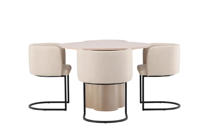 Olivia Matgrupp 110 cm Rund med 4 Simrishamn stolar, Whitewash