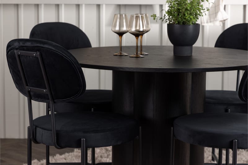 Olivia Matgrupp 110 cm Rund med 4 Stella Stolar - Svart - Products - Möbler - Bord & matgrupp - Matgrupp
