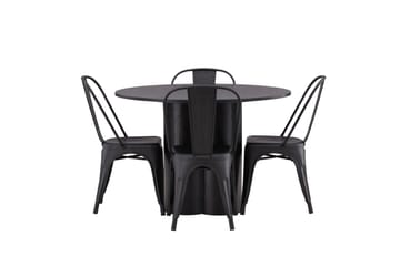 Olivia Matgrupp 110 cm Rund med 4 Tempe Stolar - Svart - Products - Möbler - Bord & matgrupp - Matgrupp