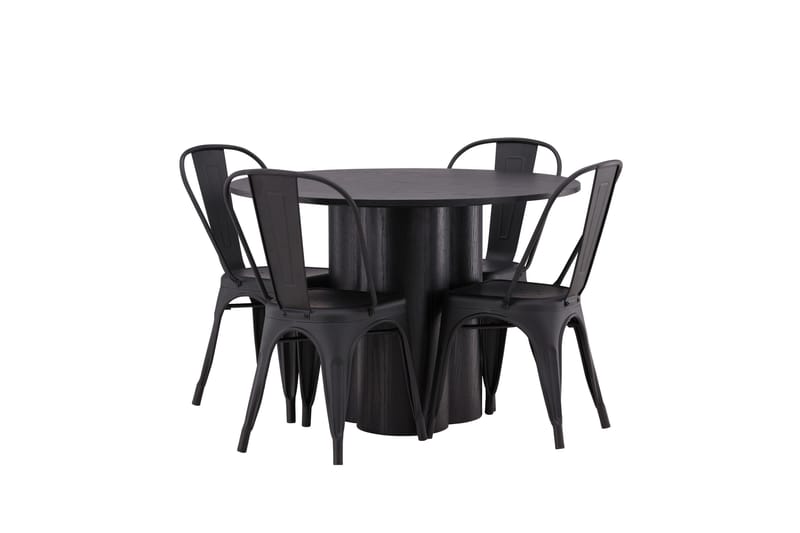 Olivia Matgrupp 110 cm Rund med 4 Tempe Stolar - Svart - Products - Möbler - Bord & matgrupp - Matgrupp