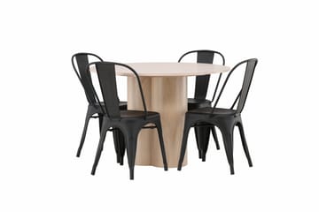 Olivia Matgrupp 110 cm Rund med 4 Tempe Stolar - Svart - Products - Möbler - Bord & matgrupp - Matgrupp