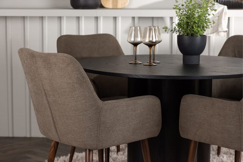 Olivia Matgrupp 110 cm Rund med 4 Tomorrow Stolar - Svart - Products - Möbler - Bord & matgrupp - Matgrupp