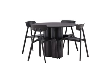 Olivia Matgrupp 110 cm Rund med 4 Ursholmen Stolar - Svart - Products - Möbler - Bord & matgrupp - Matgrupp
