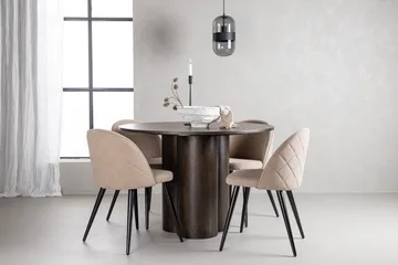 Olivia Matgrupp 110 cm Rund med 4 Velvet stolar - Beige - Products - Möbler - Bord & matgrupp - Matgrupp