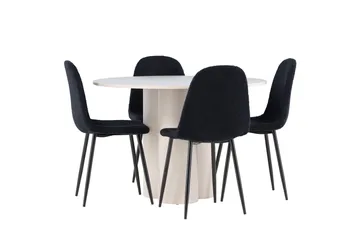 Olivia Matgrupp 110 cm Rund med 4 Polar stolar - Beige/Svart - Products - Möbler - Bord & matgrupp - Matgrupp