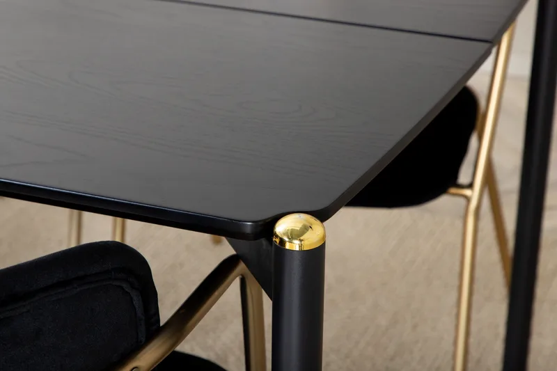 Pelle Matgrupp 190 cm Rektangulär med 6 Arrow stolar - Svart/Guld - Products - Möbler - Bord & matgrupp - Matgrupp