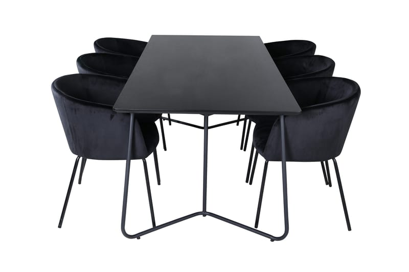 Petra Matgrupp 190 cm Rektangulär med 6 Berit stolar - Svart - Products - Möbler - Bord & matgrupp - Matgrupp