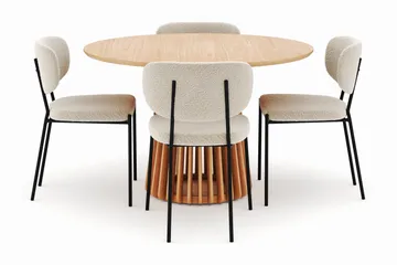 Peyra Matbord 120 cm Rund med 4 Gemmiano Stolar - Natur - Products - Möbler - Bord & matgrupp - Matgrupp