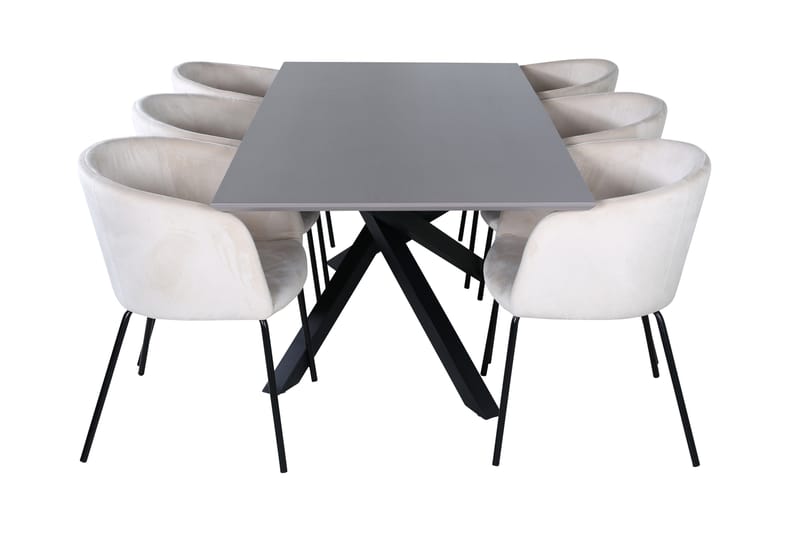 Piazza Matgrupp 180 cm Rektangulär med 6 Berit stolar - Beige - Products - Möbler - Bord & matgrupp - Matgrupp