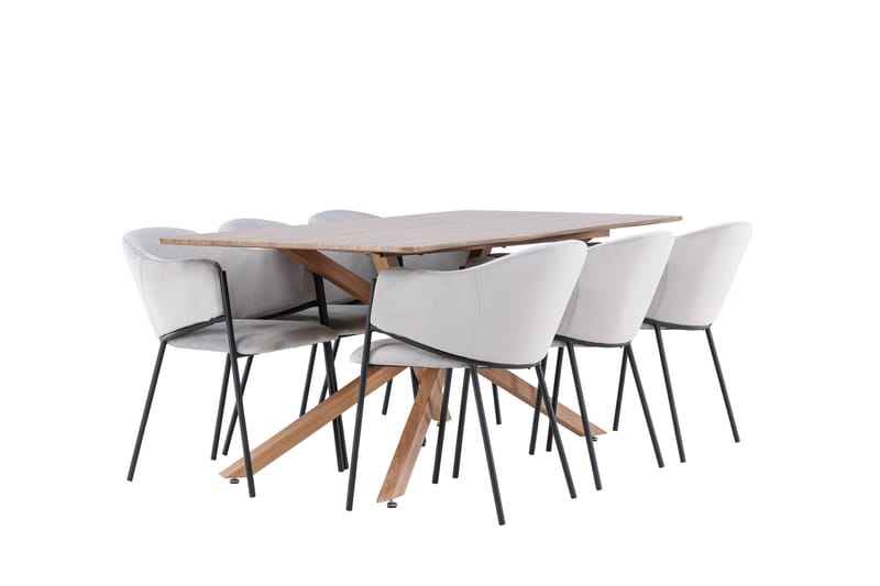 Piazza Matgrupp 180 cm Rektangulär med 6 Evelina stolar - Mocca/Grå - Products - Möbler - Bord & matgrupp - Matgrupp