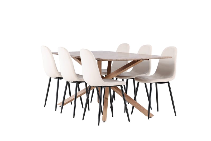 Piazza Matgrupp 180 cm Rektangulär med 6 Polar stolar - Mocca/Beige - Products - Möbler - Bord & matgrupp - Matgrupp