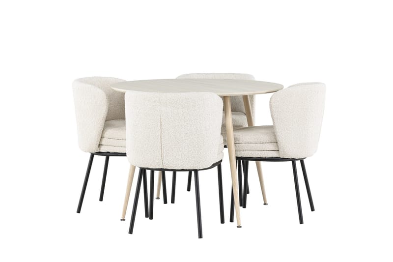 Plaza Matgrupp 100 cm Rund med 4 Agnes stolar - Whitewash/Vit - Products - Möbler - Bord & matgrupp - Matgrupp