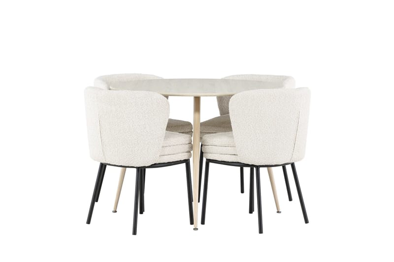 Plaza Matgrupp 100 cm Rund med 4 Agnes stolar - Whitewash/Vit - Products - Möbler - Bord & matgrupp - Matgrupp