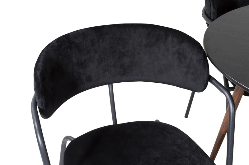 Plaza Matgrupp 100 cm Rund med 4 Arrow stolar, Svart