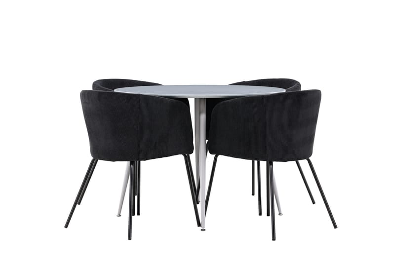 Plaza Matgrupp 100 cm Rund med 4 Berit stolar - Grå/Svart - Products - Möbler - Bord & matgrupp - Matgrupp