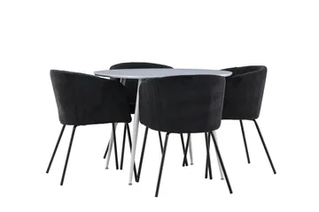 Plaza Matgrupp 100 cm Rund med 4 Berit stolar - Grå/Svart - Products - Möbler - Bord & matgrupp - Matgrupp
