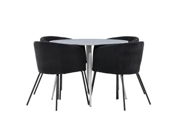 Plaza Matgrupp 100 cm Rund med 4 Berit stolar - Grå/Svart - Products - Möbler - Bord & matgrupp - Matgrupp