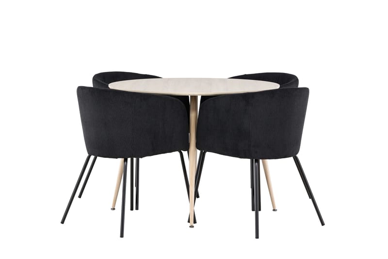 Plaza Matgrupp 100 cm Rund med 4 Berit stolar - Whitewash/Svart - Products - Möbler - Bord & matgrupp - Matgrupp