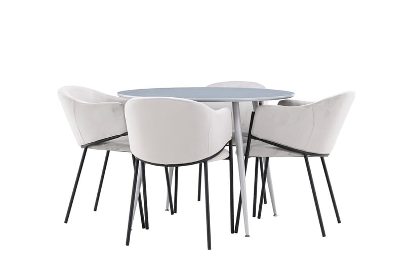 Plaza Matgrupp 100 cm Rund med 4 Evelina stolar - Grå/Grå - Products - Möbler - Bord & matgrupp - Matgrupp