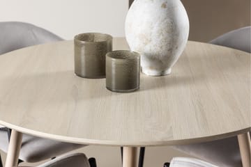 Plaza Matgrupp 100 cm Rund med 4 Evelina stolar - Whitewash/Grå - Products - Möbler - Bord & matgrupp - Matgrupp