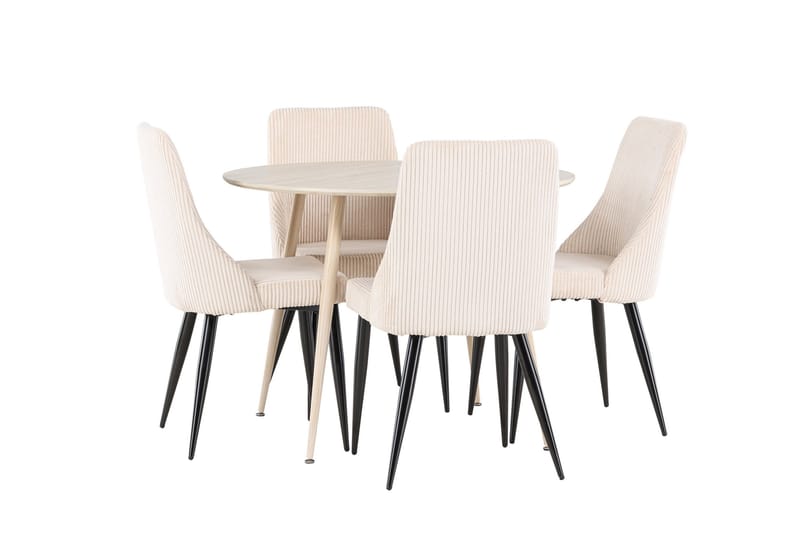 Plaza Matgrupp 100 cm Rund med 4 Leone stolar - Whitewash/Beige - Products - Möbler - Bord & matgrupp - Matgrupp