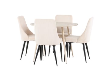 Plaza Matgrupp 100 cm Rund med 4 Leone stolar - Whitewash/Beige - Products - Möbler - Bord & matgrupp - Matgrupp