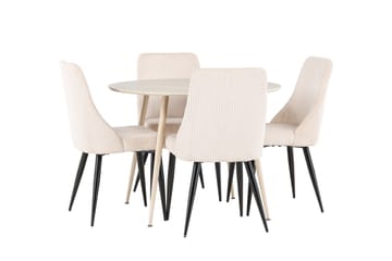 Plaza Matgrupp 100 cm Rund med 4 Leone stolar - Whitewash/Beige - Products - Möbler - Bord & matgrupp - Matgrupp