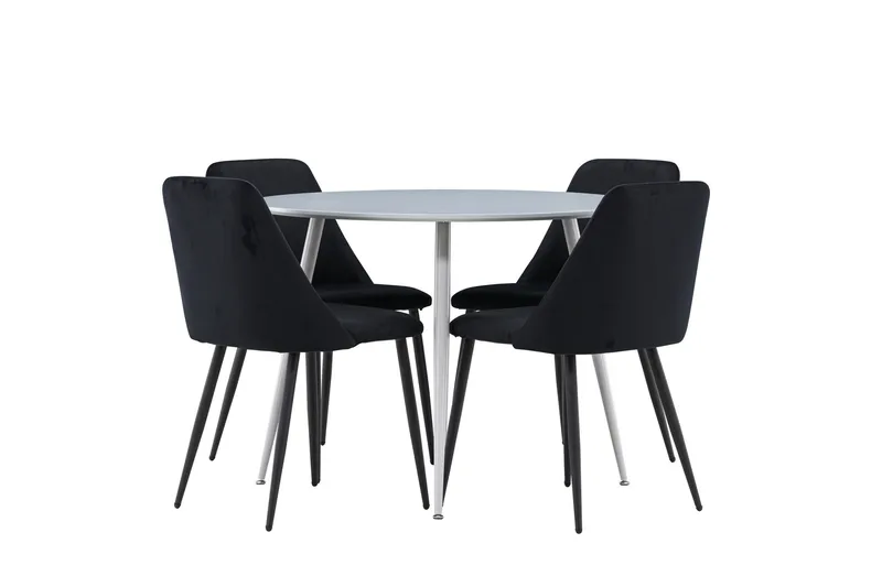 Plaza Matgrupp 100 cm Rund med 4 Night stolar, Grå/Svart