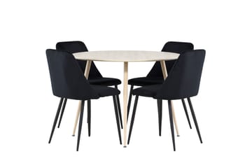 Plaza Matgrupp 100 cm Rund med 4 Night stolar - Whitewash/Svart - Products - Möbler - Bord & matgrupp - Matgrupp