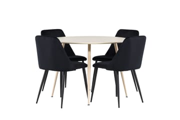 Plaza Matgrupp 100 cm Rund med 4 Night stolar - Whitewash/Svart - Products - Möbler - Bord & matgrupp - Matgrupp