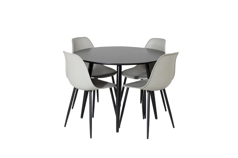Plaza Matgrupp 100 cm Rund med 4 Polar stolar, Svart