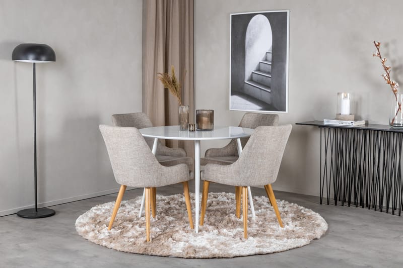 Plaza Matgrupp 100 cm Rund med 4 Plaza stolar - Grå - Products - Möbler - Bord & matgrupp - Matgrupp