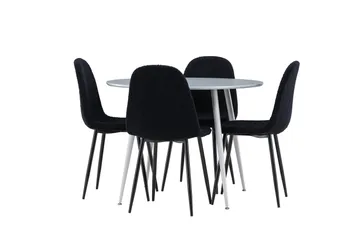 Plaza Matgrupp 100 cm Rund med 4 Polar stolar - Grå/Svart - Products - Möbler - Bord & matgrupp - Matgrupp