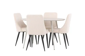 Plaza Matgrupp 120 cm Rund med 4 Leone stolar - Beige/Beige - Products - Möbler - Bord & matgrupp - Matgrupp
