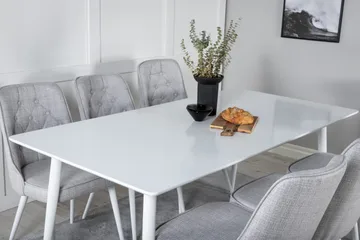 Polar Matgrupp 180 cm Rektangulär med 6 Velvet Deluxe stolar - Grå - Products - Möbler - Bord & matgrupp - Matgrupp