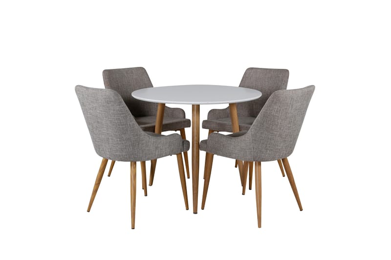 Polar Matgrupp 90 cm Rund med 4 Plaza stolar, Grå