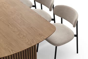 Richeto Matbord 180 cm med 6 Lucy Matstolar - Naturlig finish / Greige Bouclé / Metallben Svart - Products - Möbler - Bord & matgrupp - Matgrupp