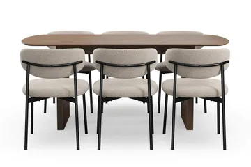 Richeto Matbord 180 cm med 6 Lucy Matstolar - Rökt ek / Greige Bouclé - Products - Möbler - Bord & matgrupp - Matgrupp