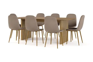 Richeto Matbord 210 cm ek +  8 st Nibe stol brun med ek ben - Natur/Brun - Products - Möbler - Bord & matgrupp - Matgrupp