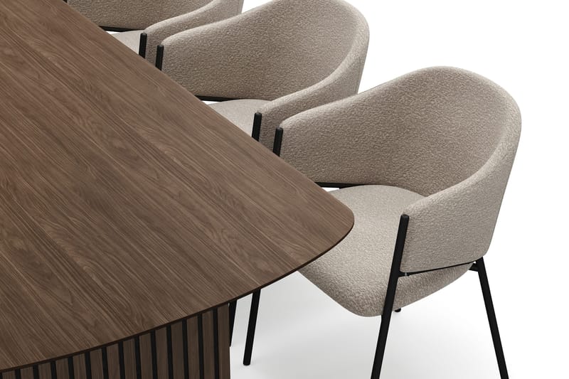 Richeto Matbord 210 cm med 6 Filip Matstolar - Rökt ek / Taupe Bouclé - Products - Möbler - Bord & matgrupp - Matgrupp