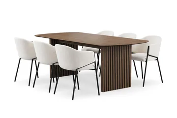 Richeto Matbord 210 cm med 6 Filip Matstolar - Rökt ek / Vit Bouclé - Products - Möbler - Bord & matgrupp - Matgrupp