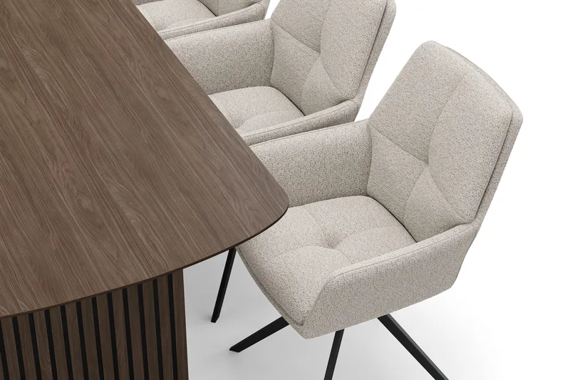 Richeto Matgrupp 180 cm med 6 Torsby Snurrstolar - Rökt ek/Mörkbeige - Products - Möbler - Bord & matgrupp - Matgrupp